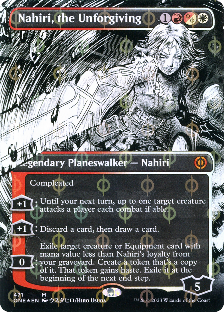 Nahiri, the Unforgiving (Borderless Manga Step-and-Compleat Foil) [Phyrexia: All Will Be One] | Deep Dive Games St. Marys