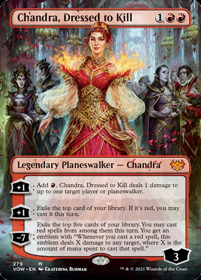 Chandra, Dressed to Kill (Borderless) [Innistrad: Crimson Vow] | Deep Dive Games St. Marys