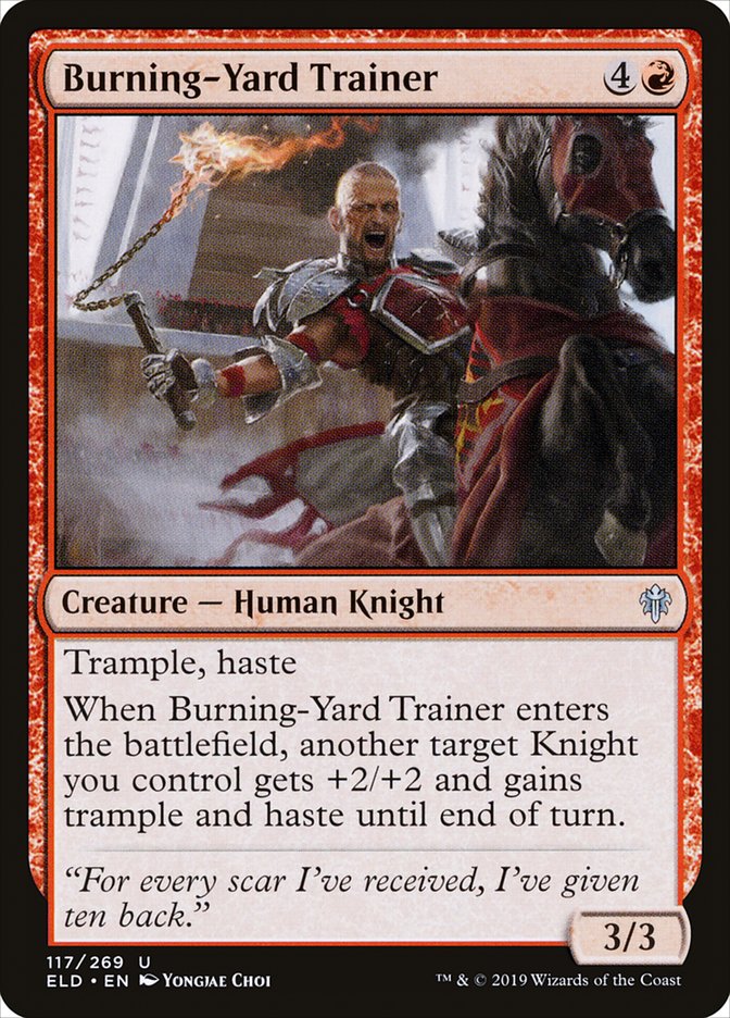 Burning-Yard Trainer [Throne of Eldraine] | Deep Dive Games St. Marys