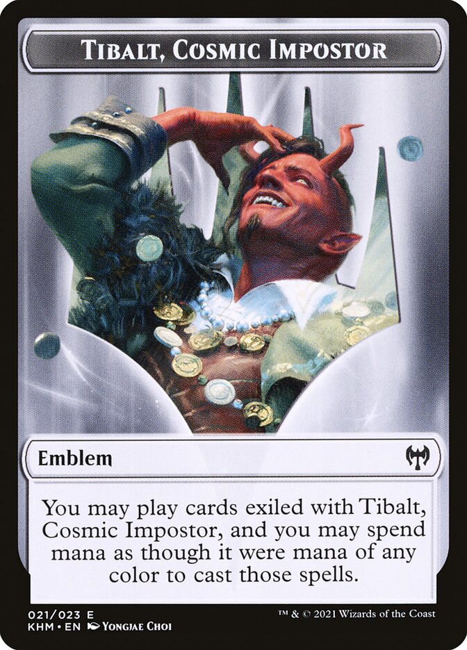 Treasure // Tibalt, Cosmic Impostor Emblem Double-Sided Token [Kaldheim Tokens] | Deep Dive Games St. Marys