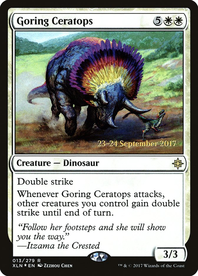 Goring Ceratops [Ixalan Prerelease Promos] | Deep Dive Games St. Marys