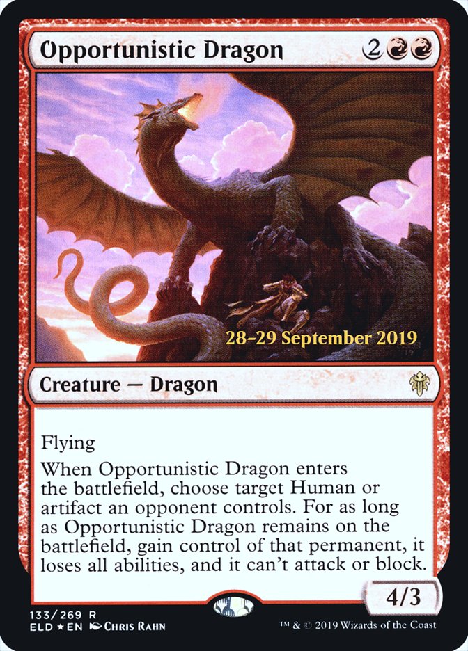 Opportunistic Dragon [Throne of Eldraine Prerelease Promos] | Deep Dive Games St. Marys